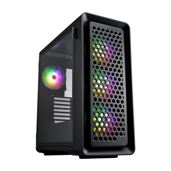 FSP CUT593P Black ATX Mid Tower Gaming Case. Tempered Glass, Black.