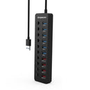 Simplecom CHU810 48W 10-Port USB 3.0 Hub and Charger with Individual Switches 12V/4A Power Adapter BC1.2 Fast Charging