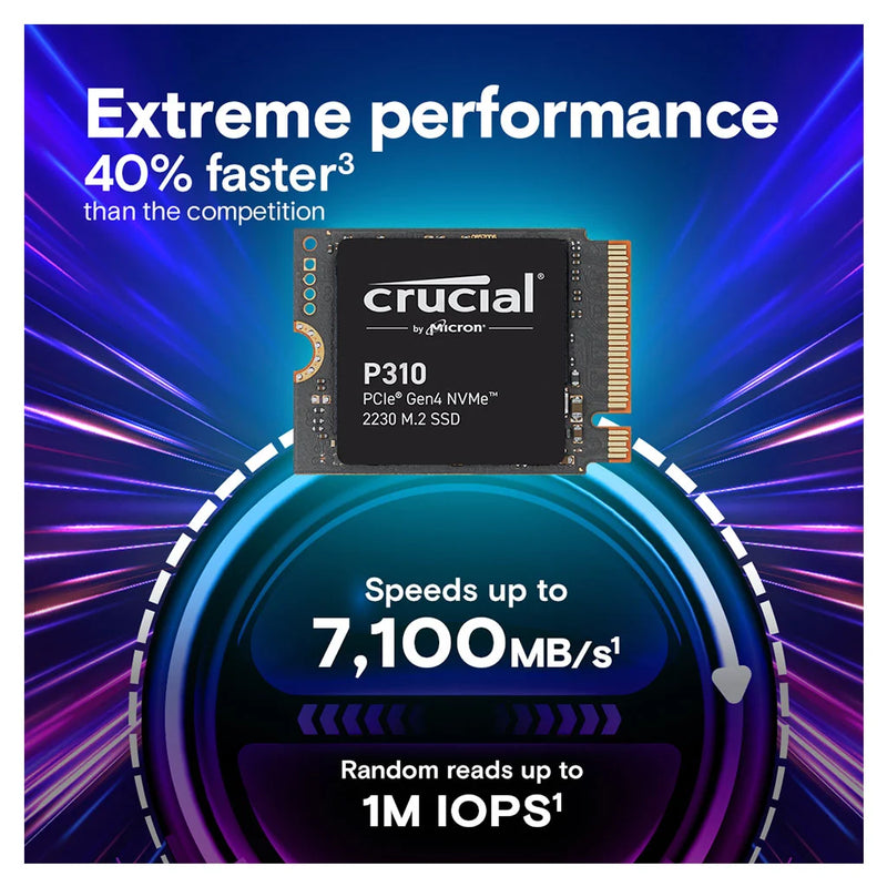 Crucial CT1000P310SSD2 P310 1TB Gen4 2230 NVMe SSD 7100/6000 MB/s R/W, M.2 PCIe4, 5yrs