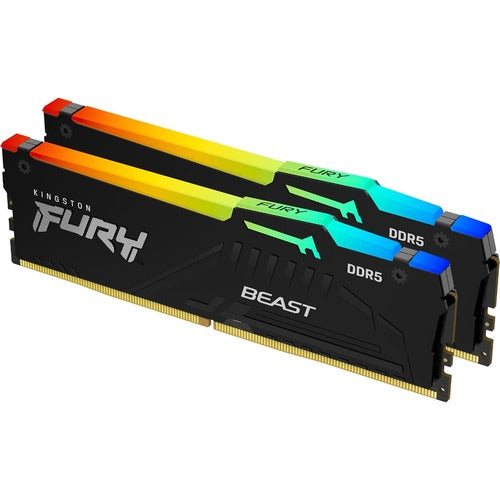 Kingston KF560C36BBEAK2-16 FURY Beast RGB RAM Kit. 16 GB (2 x 8GB) - DDR5-6000/PC5-48000 DDR5 SDRAM - 6000 MHz CL36 1.25 V Non-ECC Unbuffered