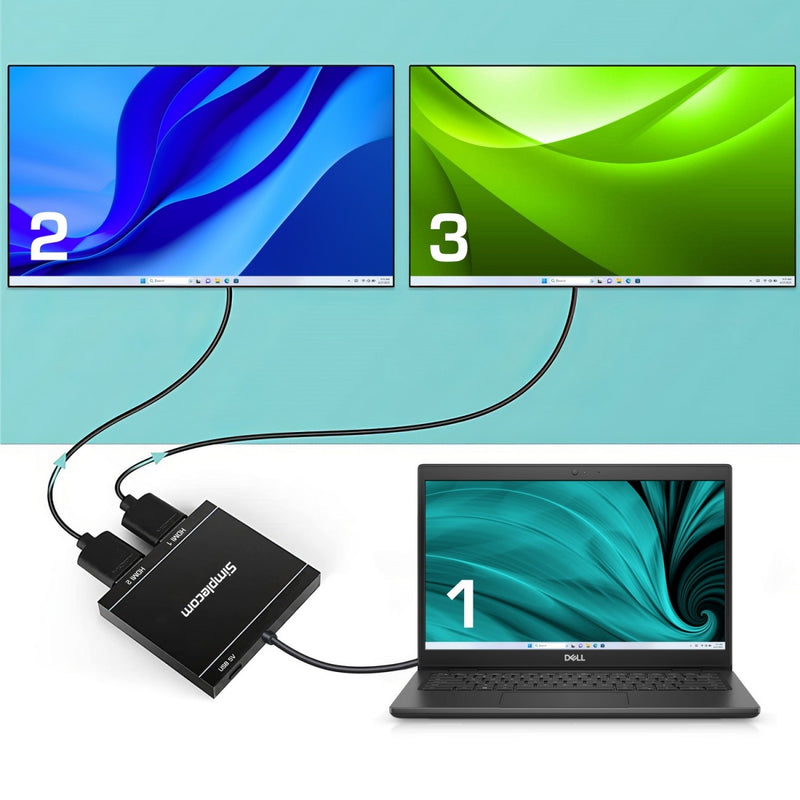 Simplecom DA327 USB 3.0 or USB-C to Dual HDMI Display Adapter for 2x 1080p Extended Screens