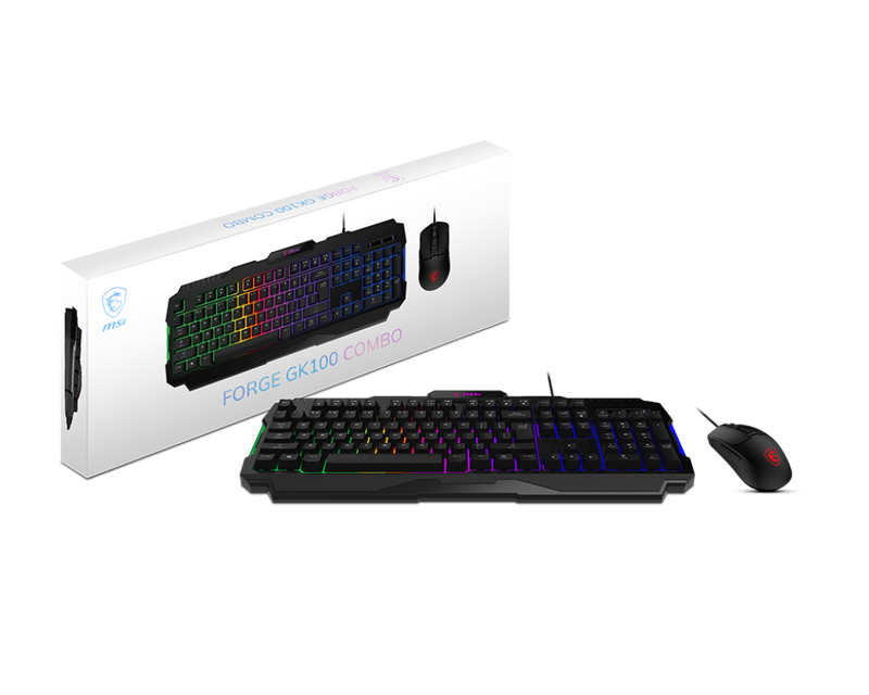 MSI FORGE GK100 COMBO Gaming Keyboard & Mouse Combo. Black