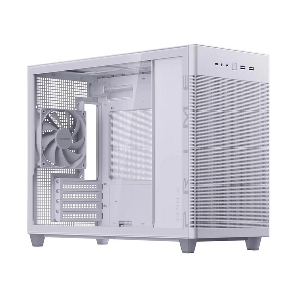 Asus PRIME AP201 TG WHITE EDITION Micro-ATX Case. Tempered Glass, White