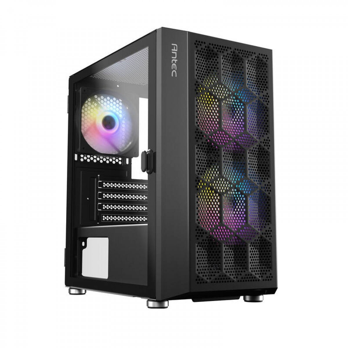 Antec NX200M RGB m-ATX, ITX Case, 3x RGB Fan. Large Mesh Front for excellent cooling, Side Window, Radiator 240mm. GPU 275mm