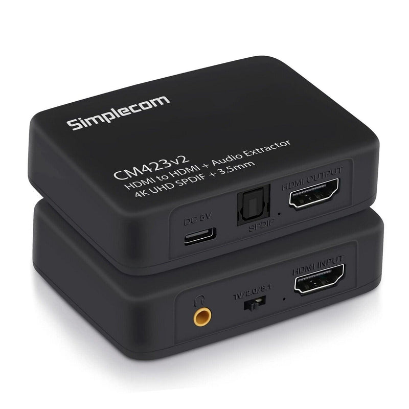 Simplecom CM423v2 HDMI Audio Extractor 4K HDMI to HDMI and Optical SPDIF + 3.5mm Stereo
