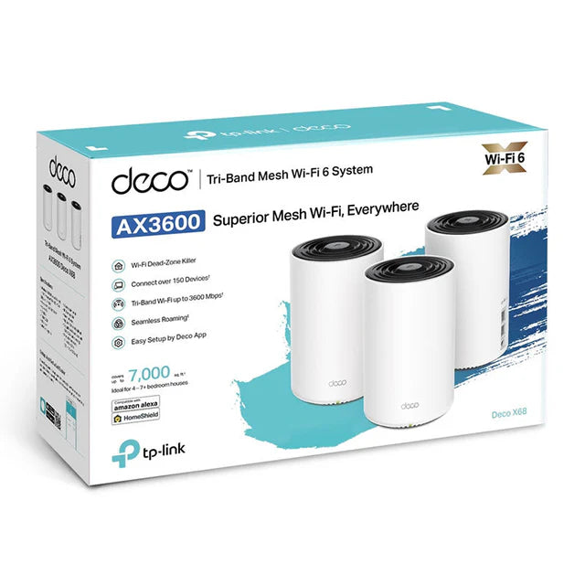 TP-Link Deco BE85(3-pack) BE22000 Whole Home Mesh Wi-Fi 7 System(Tri-Band)