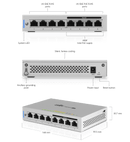 Ubiquiti UniFi Network Switch, US-8-60W, Gen1, 8-Port, POE 48W, (4) GbE PoE, (4) GbE Ports, Layer 2, No Mount, Silent, Fanless Cooling System.