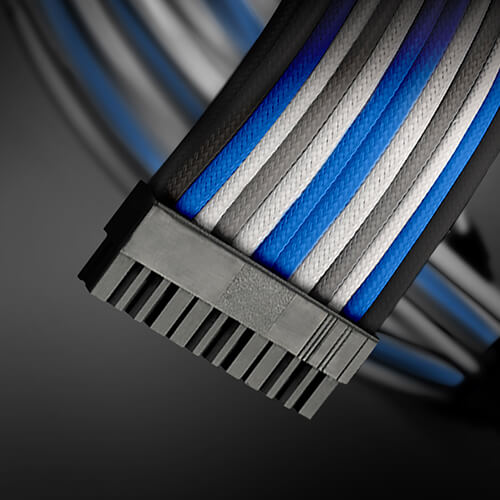 Antec PSUSCB30-401-BG/WB PSU - Sleeved Extension Cable Kit V2 - Blue / White / Black . 24PIN ATX, 4+4 EPS, 8PIN PCI-E, 6PIN PCI-E, Compatible with Standard PSU