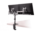 Brateck BT-LDT02-C024 Elegant Aluminium Dual LCD Monitor Table Stand w/Arm&Desk Clamp Silver VESA75/100mm Up to27"