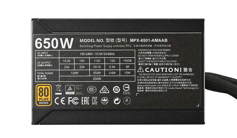 Cooler Master MasterWatt 650 power supply unit 650 W ATX Black MPX-6501-AMAAB-AU
