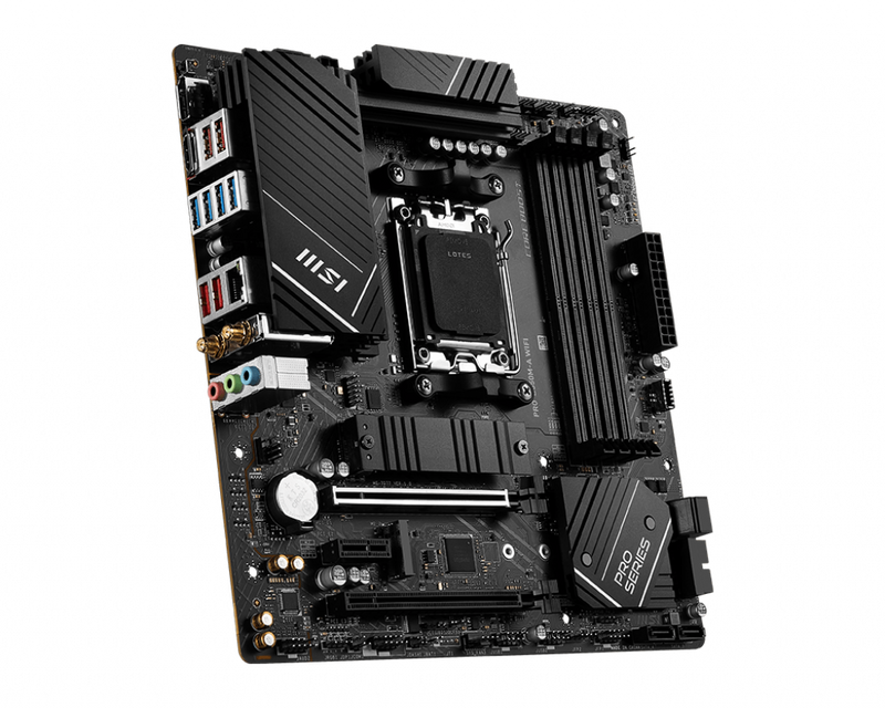 MSI PRO B650M-A WIFI AMD AM5 MATX Motherboard, 4x DDR5 ~128GB, 1x PCI-E x16, 2x M.2, 4x SATA, 8x USB 3.2