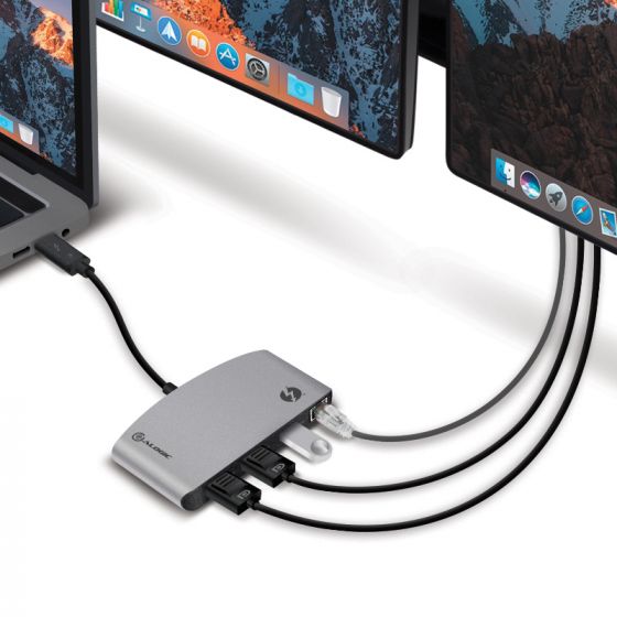 ALOGIC ThunderBolt 3 Dual DisplayPort PORTABLE Docking Station with 4K - Space Grey