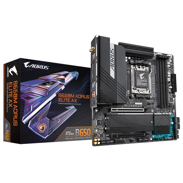 Gigabyte B650M AORUS ELITE AX 1.0 AMD AM5 ATX Motherboard 4x DDR5~128GB,2x PCIe x16, 2x M.2, 4x SATA 6, 7x USB 3.2, 1x USB-C, 4x USB 2.0