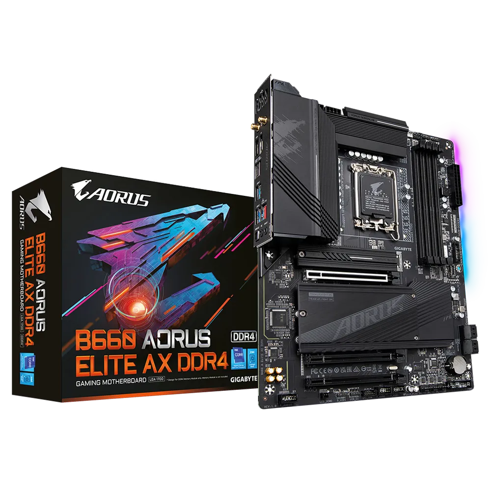 Gigabyte B660 AORUS ELITE AX MB, 1700, x4 DDR4, 3x SATA, M.2, USB3.2, WIFI 6E, ATX 3YR