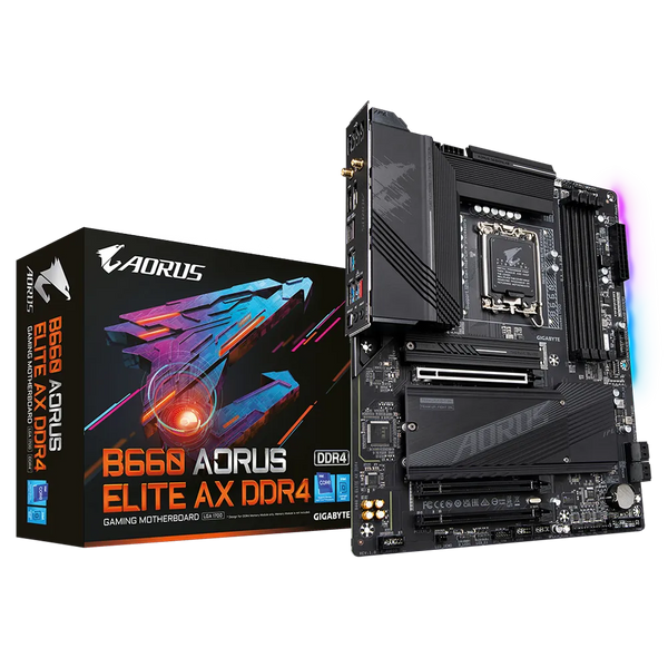 Gigabyte B660 AORUS ELITE AX MB, 1700, x4 DDR4, 3x SATA, M.2, USB3.2, WIFI 6E, ATX 3YR