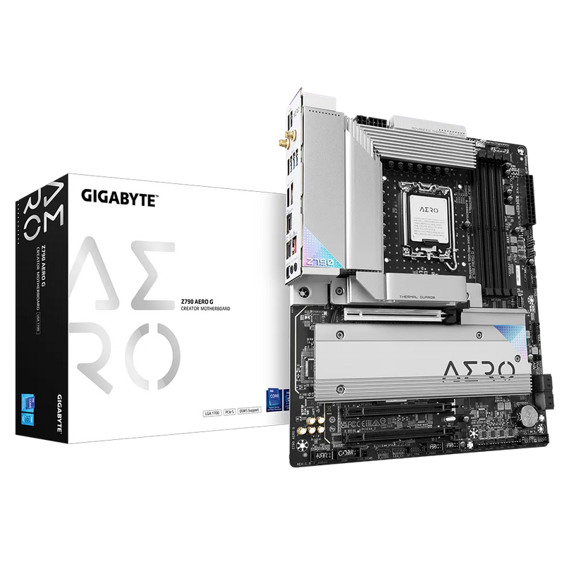 Gigabyte Z790 AERO G 1.0 Intel LGA 1700 ATX Motherboard, 4x DDR5 ~128GB, 3x PCI-E x16, 5x M.2, 4x SATA,  6x USB 3.2, 2x USB-C, 2x USB 2.0