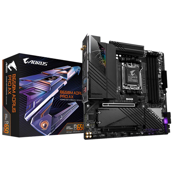 Gigabyte B650M AORUS PRO AX 1.0 AMD AM5 ATX Motherboard 4x DDR5~128GB,2x PCIe x16, 2x M.2, 4x SATA 6, 7x USB 3.2, 1x USB-C, 4x USB 2.0