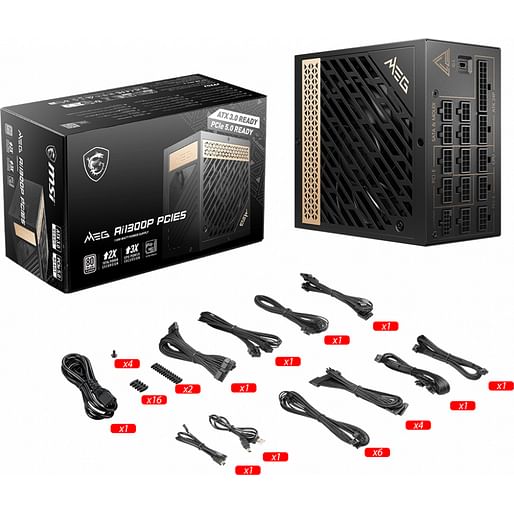 MSI MEG AI1300P PCIE5 power supply unit 1300 W 24-pin ATX ATX Black