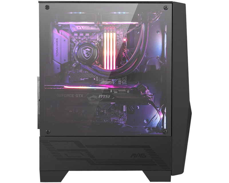 MSI MAG FORGE 100R Mid Tower Gaming Computer Case 'Black, 2x 120mm ARGB PWM Fan, 1x 120mm Fan, 1-6 ARGB Hub, Mystic Light Sync, Tempered Glass Panel, ATX, mATX, mini-ITX'