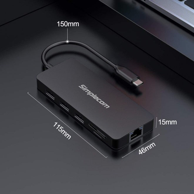 Simplecom CHN580 USB type-c Superspeed 8-in-1 Multiport Hub