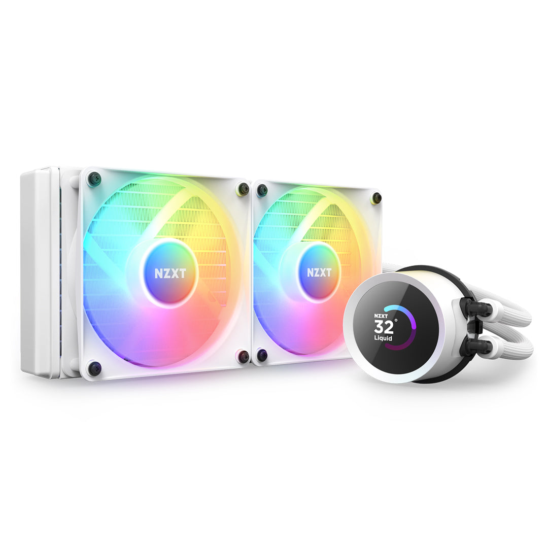 Kraken 240 RGB - 240mm AIO liquid cooler w/ 1.54in. Display, RGB Controller and RGB Fans (White)