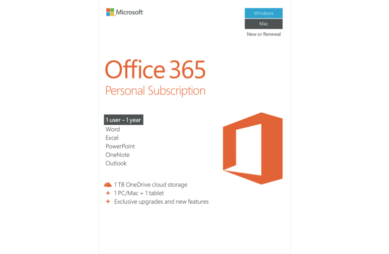 Microsoft QQ2-00645 OFFICE 365 Personal 1 Users, 1 PC/Mac + 1 x Tablet, 1 Year License