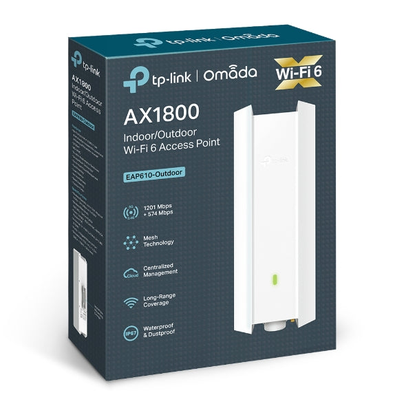 TP-Link EAP610-Outdoor AX1800 Indoor/Outdoor WiFi 6 Access Point, 1.8 Gbps, Long Range Coverage, IP67 Weatherproof, OFDMA, MU-MIMO, Omada Mesh