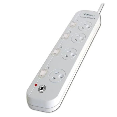 Sansai (PAD-421SW) 4-Way Power Board Individually Switched with Surge Protection