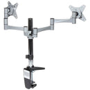 Brateck BT-LDT02-C024 Elegant Aluminium Dual LCD Monitor Table Stand w/Arm&Desk Clamp Silver VESA75/100mm Up to27"
