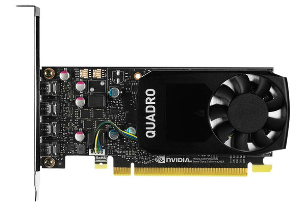 Leadtek Quadro P1000 4GB Low Profile Workstation Graphic Card - 4GB GDDR5 / 128-bit / 80 GB/s / 640 CUDA Cores / 4x MDP1.4 / Max Res 7680 x 4320 / Shader Model 5.1, OpenGL 4.5, DirectX 12.0 / Single Slot, Low Profile / 900-5G212-2250-000