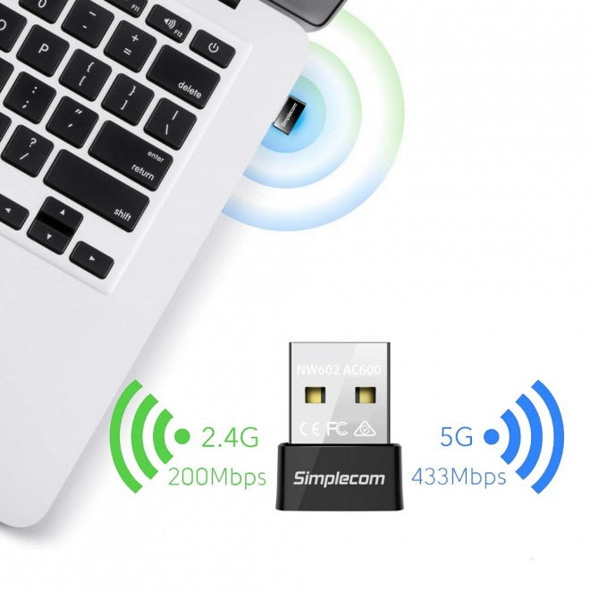Simplecom NW602 AC600 Dual Band USB WiFi Wireless Adapter
