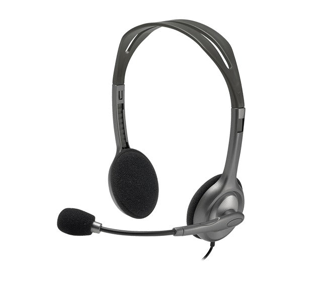 Logitech H110 Binaural Headset, Black & Silver