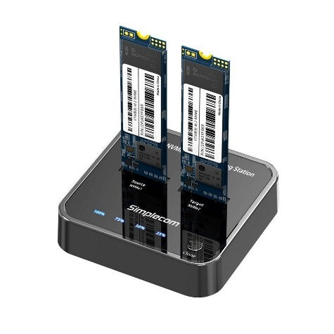 Simplecom SD550 USB 3.2 Gen2 to Dual Bay NVMe M.2 SSD Docking Station Duplicator Offline Clone