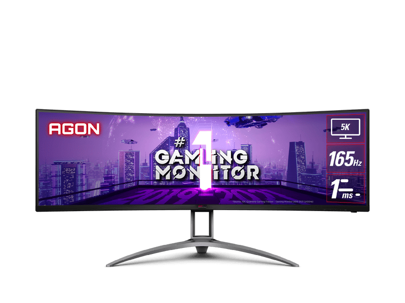 AOC AG493UCX2 49" Curved 1800R 5120X1440 DQHD, 32:9 Adaptive Sync HDR 400 1ms 165Hz Gaming Monitor