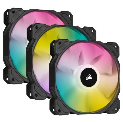 Corsair iCUE SP120 RGB ELITE 120mm PWM Case Fan with Lighting Node CORE, 3 Pack