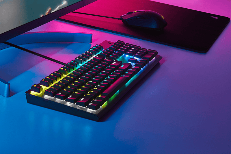 Corsair (CH-910D018-) K60 RGB Low Profile Mechanical Gaming Keyboard - Black, Low Profile Speed Switches