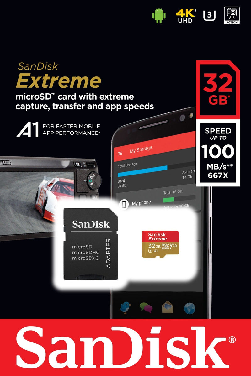 Sandisk Extreme memory card 32 GB MicroSDHC Class 10 UHS-I