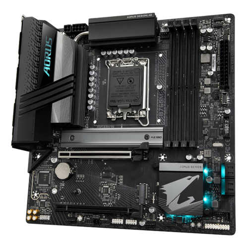 Gigabyte B760M AORUS PRO AX Intel LGA 1700 m-ATX Motherboard, 4x DDR5 ~128GB, 2x PCI-E x16, 2x M.2, 4x SATA,  4x USB 3.2, 1x USB-C, 4x USB 2.0