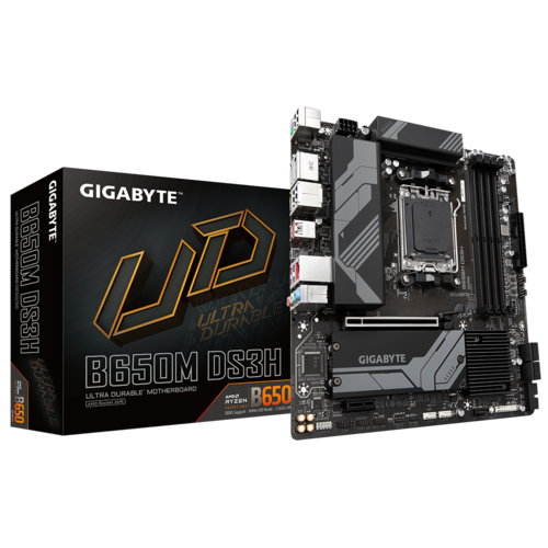 Gigabyte B650MDS3H 1.0 AMD AM5 ATX Motherboard 4x DDR5~128GB,2x PCIe x16, 2x M.2, 4x SATA 6, 3x USB 3.2, 1x USB-C, 4x USB 2.0