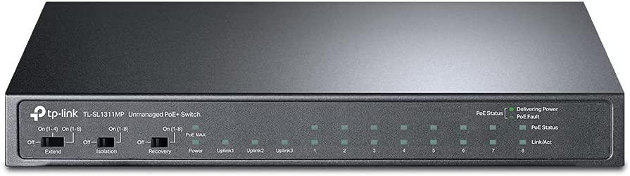 TP-Link TL-SL1311P 8-Port 10/100Mbps + 3-Port Gigabit Desktop Switch with 8-Port PoE+