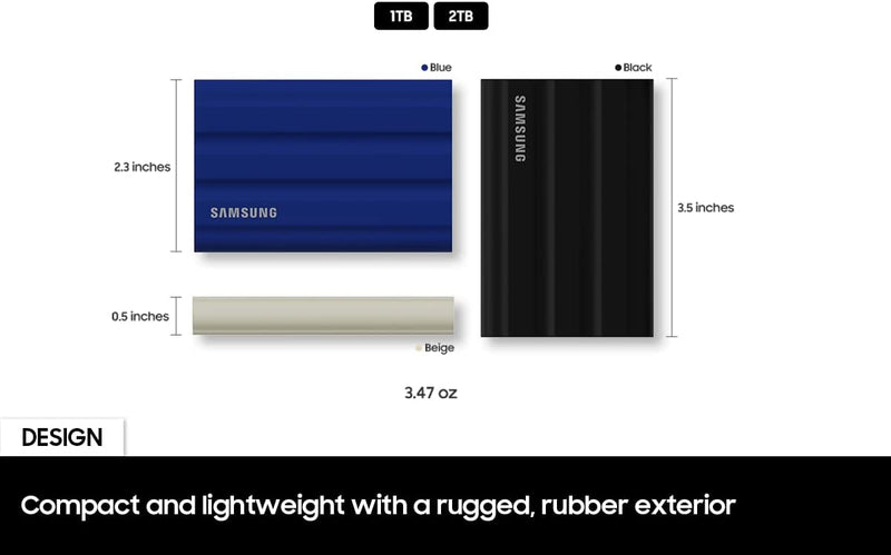 Samsung PORTABLE SSD T7 SHIELD BLUE 1TB USB 3.2