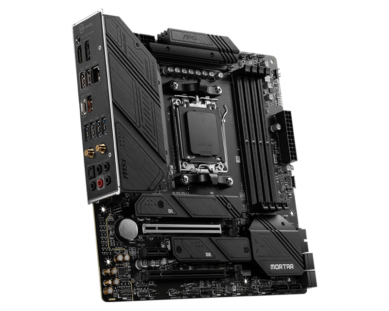 MSI MAG B650M MORTAR WIFI AMD AM5 mATX Motherboard, 4x DDR5 ~128GB, 1x PCI-E x16, 2x M.2, 6x SATA, 8x USB 3.2, 1x USB Type C
