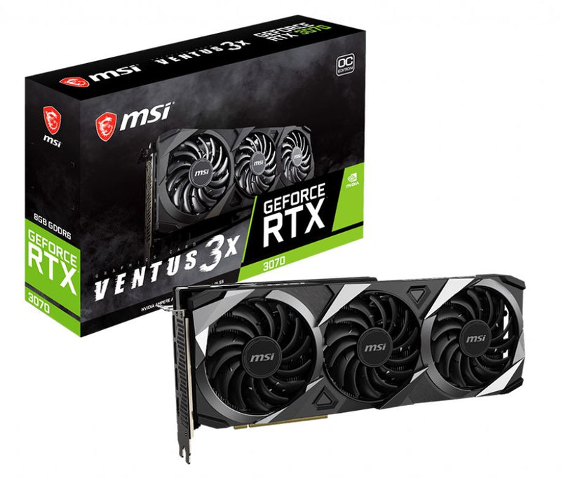 MSI GeForce RTX 3070 VENTUS 3X PLUS 8G OC LHR Graphics Card. GDDR6 7680 x 4320,1755 MHz Boost Clock DisplayPort x 3,HDMI x 1