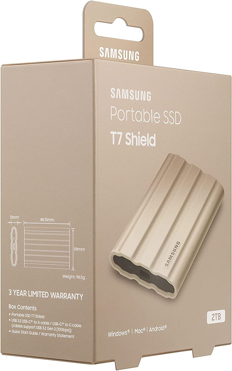 Samsung PORTABLE SSD T7 SHIELD BEIGE 2TB USB 3.2