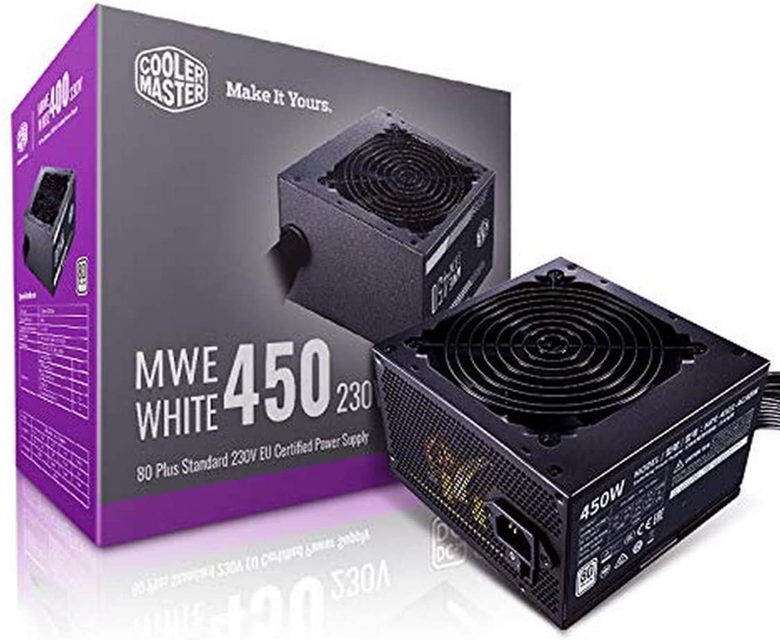 COOLER MASTER MWE WHITE 450W 80PLUS 230V, SINGLE +12V RAIL, 120MM HDB FAN, DC-TO-DC TECHNO