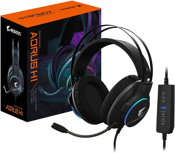 Gigabyte AORUS H1 headphones/headset Head-band USB Type-A Black