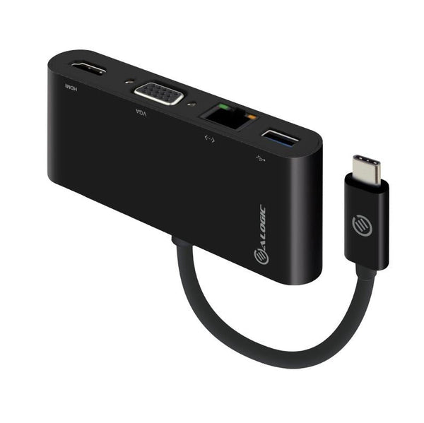 ALOGIC USB-C MultiPort Travel Adapter with HDMI/VGA/Gigabit Ethernet & USB3.0 - 4K - 30 Hz