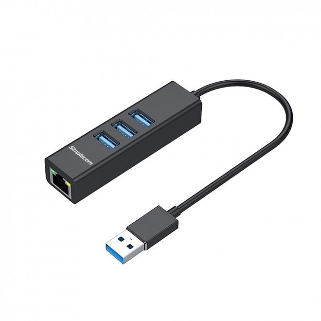 Simplecom CHN420 Aluminium 3 Port SuperSpeed USB HUB with Gigabit Ethernet Adapter