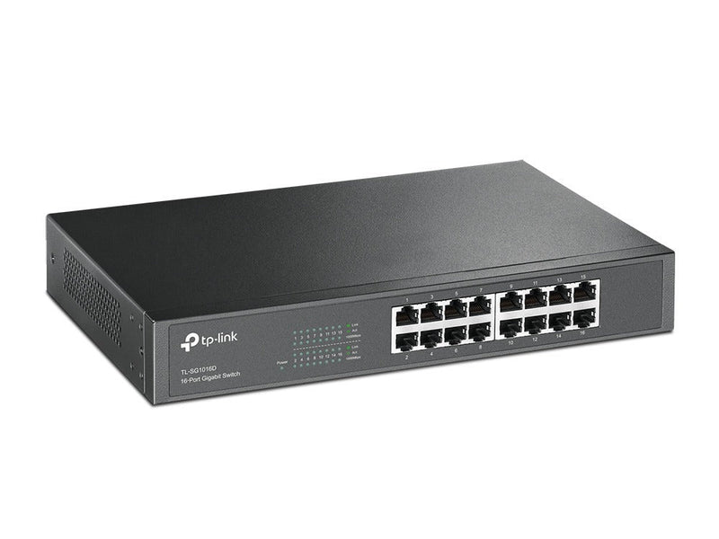 TP-LINK TL-SG1016D 16-Port Gigabit Desktop/Rackmount Switch Unmanaged Gigabit Ethernet (10/100/1000)