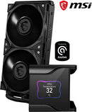 MSI MEG CORELIQUID S280 Liquid CPU Cooler '280mm Radiator, 2.4'' IPS Display with fan, 2x 140mm Silent PWM Fan, Center, Supports Intel and AMD Platforms, Latest LGA 1700 ready, Cooled by ASETEK'